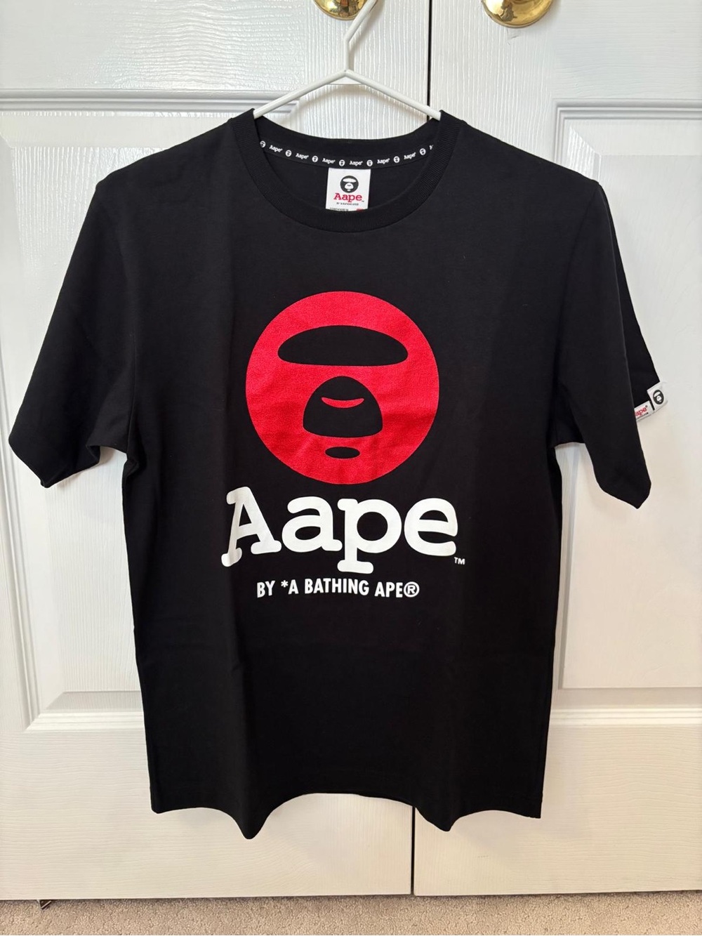 *NWT* Aape by A Bathing Ape Black Short-Sleeve Tee with Iconic Red Logo